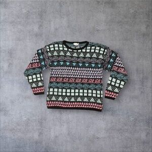 Black & Pastel Pattern Knit Sweater